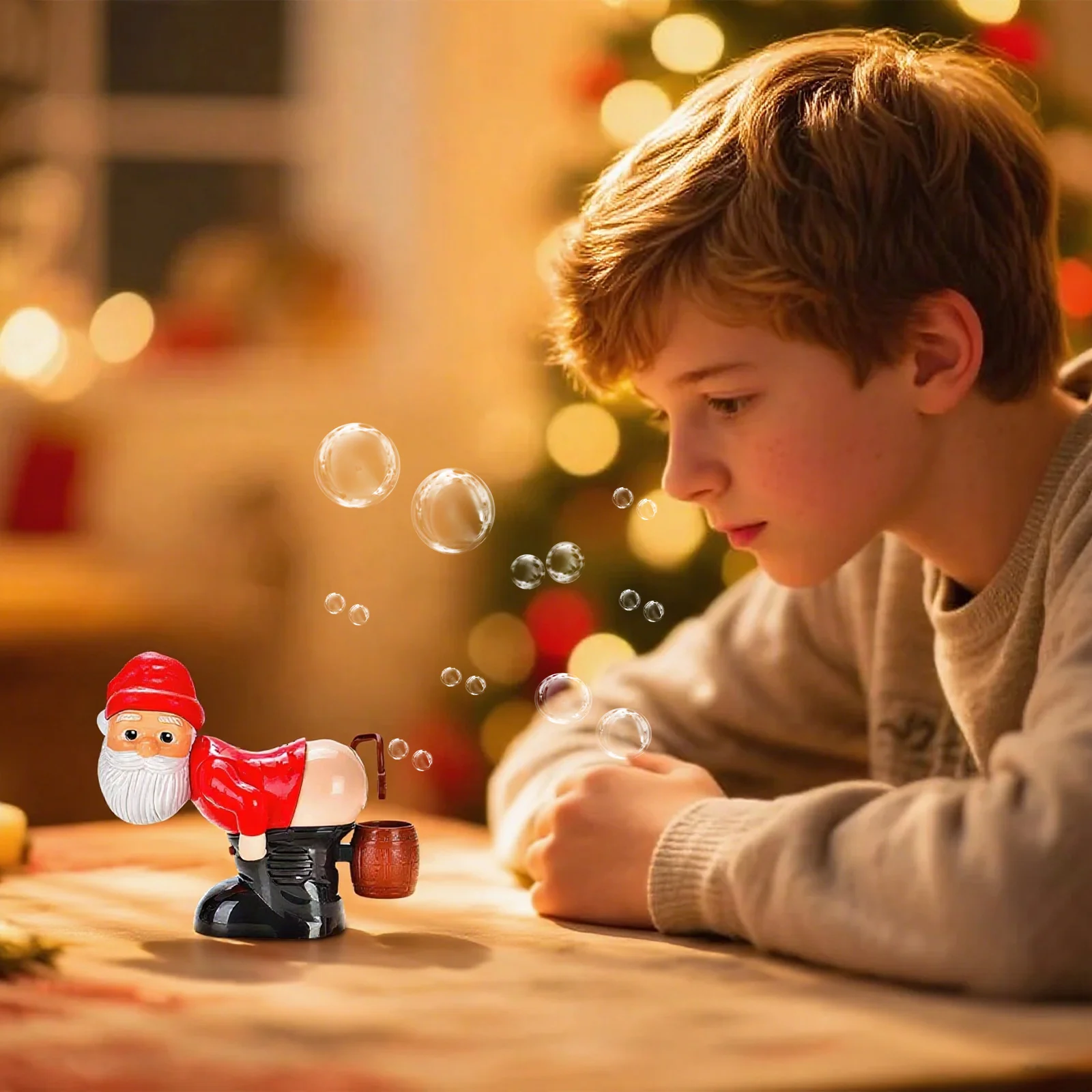 Christmas Creative Gift Santa Claus Funny Fart Electric Bubble Machine(60ml) Unique Humorous Toys Gifts for Kids Adults