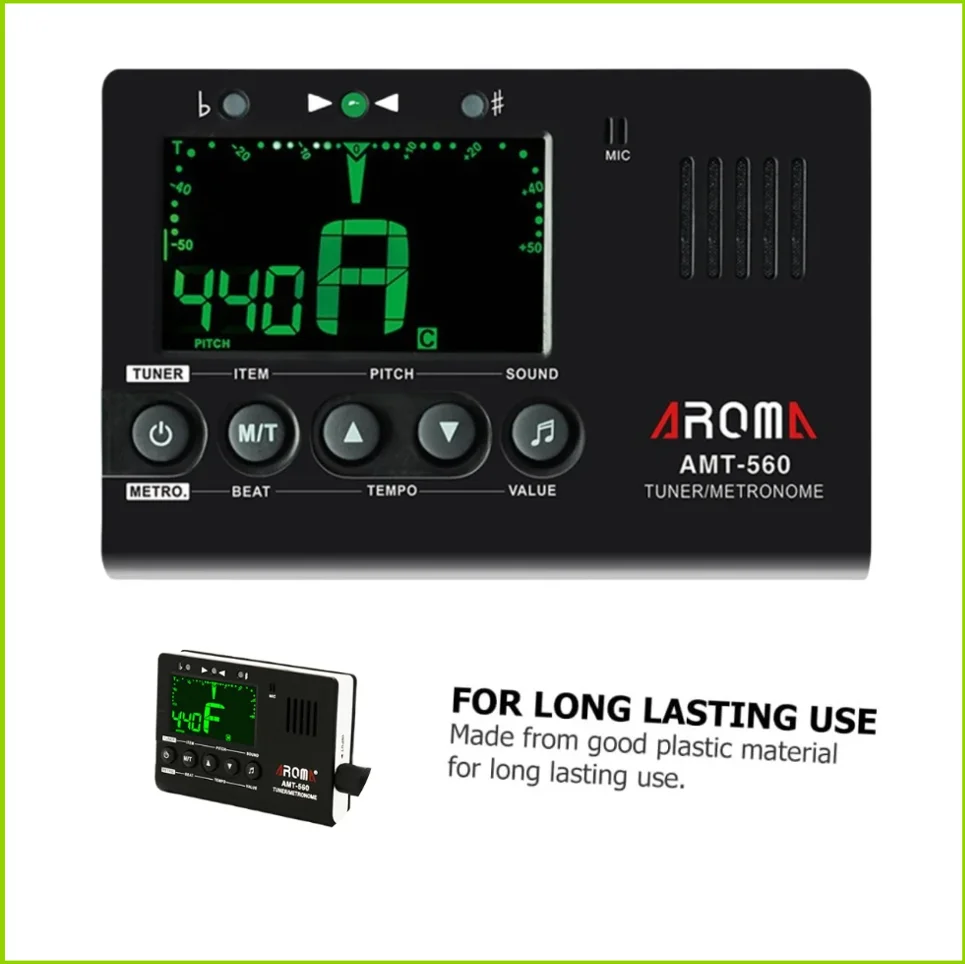 Aroma 3-in-1 Electric Guitar Metronome & Tuner with Built-in Mic and Pickup Cable