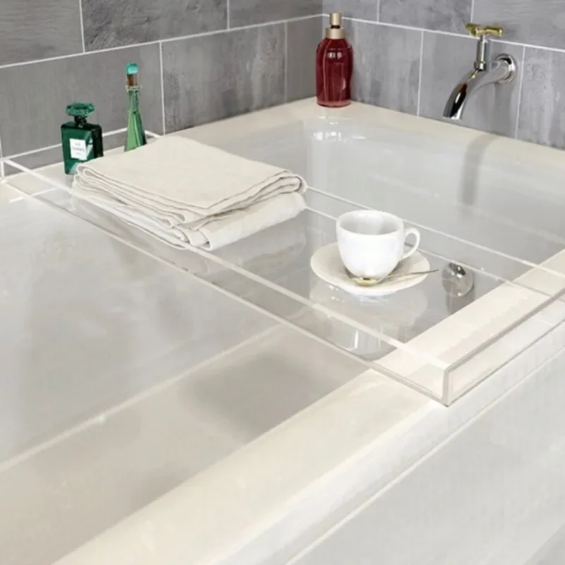 Acrylic Nordic Transparent Bathtub Tray Spa Holder Bath Table Storage Organizer for Bathroom Bath Tub Accessories 82x20x3cm