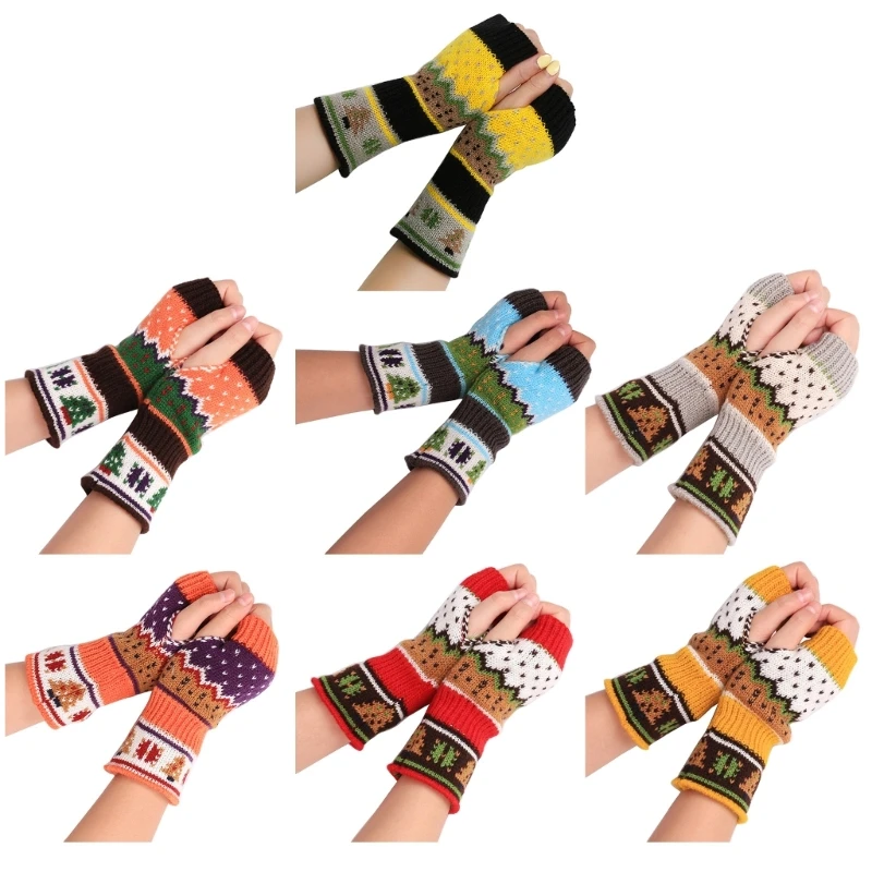 

Soft Knit Christmas Hand Gloves Fashion Fingerless Mittens Lovely Hand Warmers