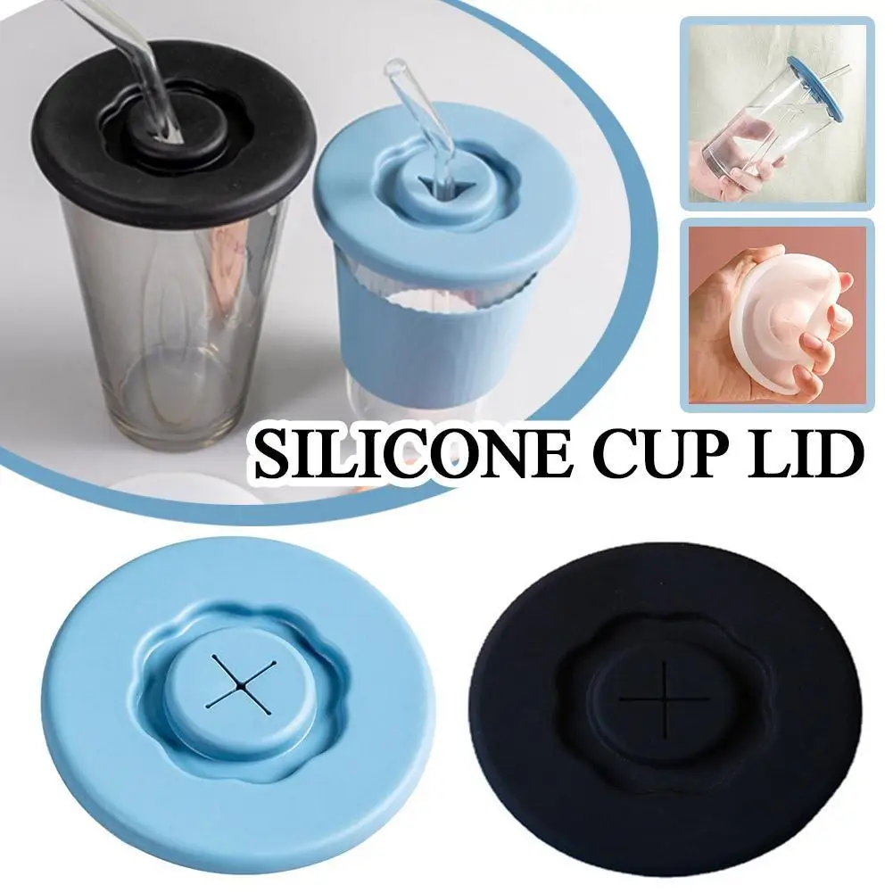 

Силиконовая крышка для чашки, стеклянная крышка для напитков, прочная, термостойкая, универсальная, с соломенным отверстием, аксессуары для бутылок, гибкая, моющаяся