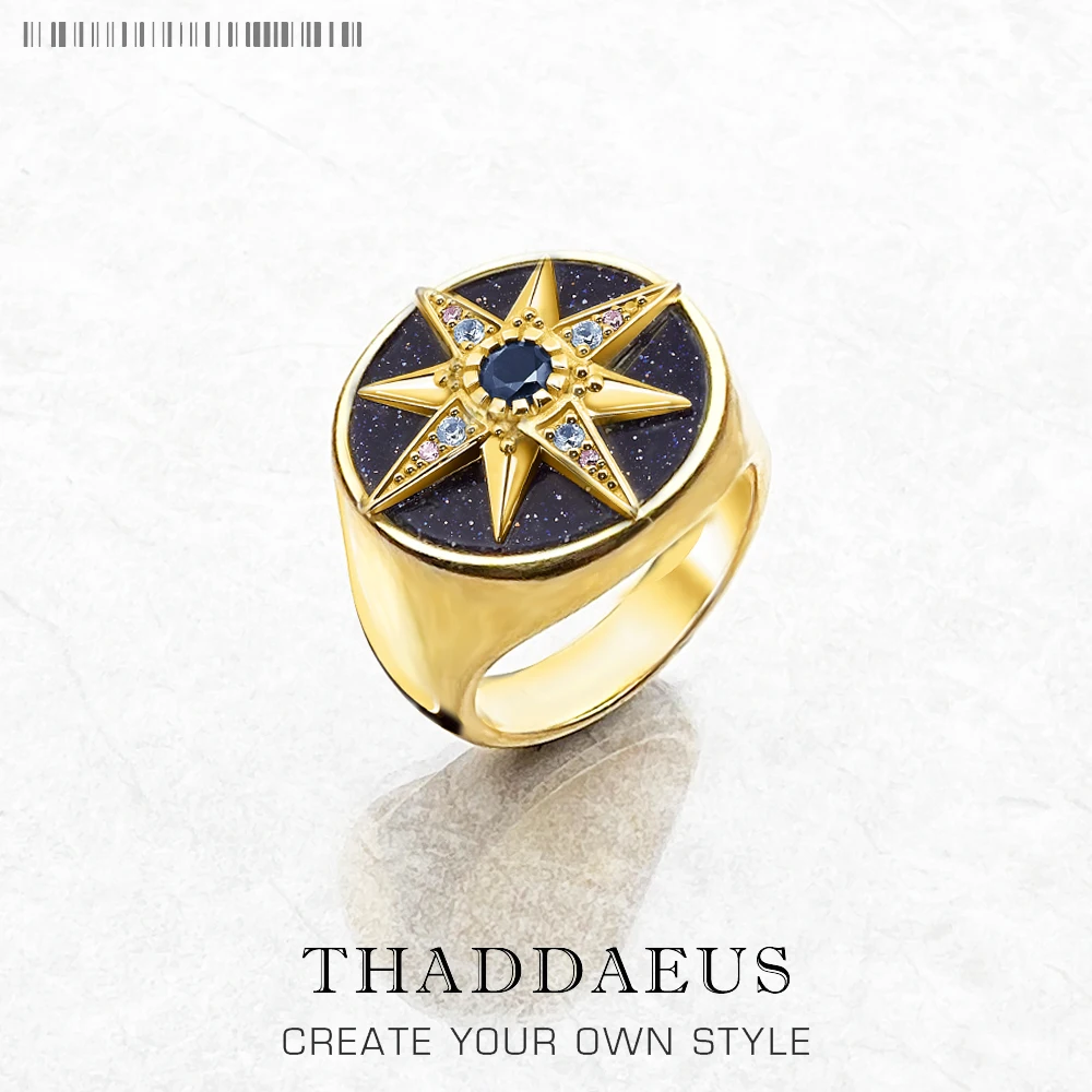 Golden Royalty Star Con Pietre Anello Europa Fine Jewerly Per Le Donne Autunno Fortunato Regalo In Argento Sterling 925