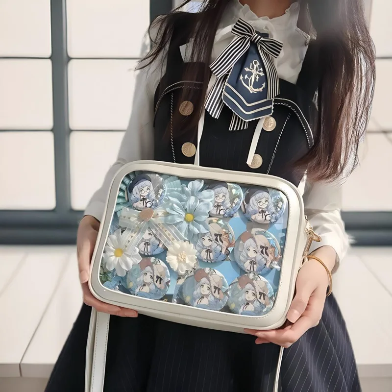 Japanese Harajuku Ita Bag for Women PU Transparent Pocket Itabag High School Girls Uniform JK Crossbody Shoulder Bag Handbags