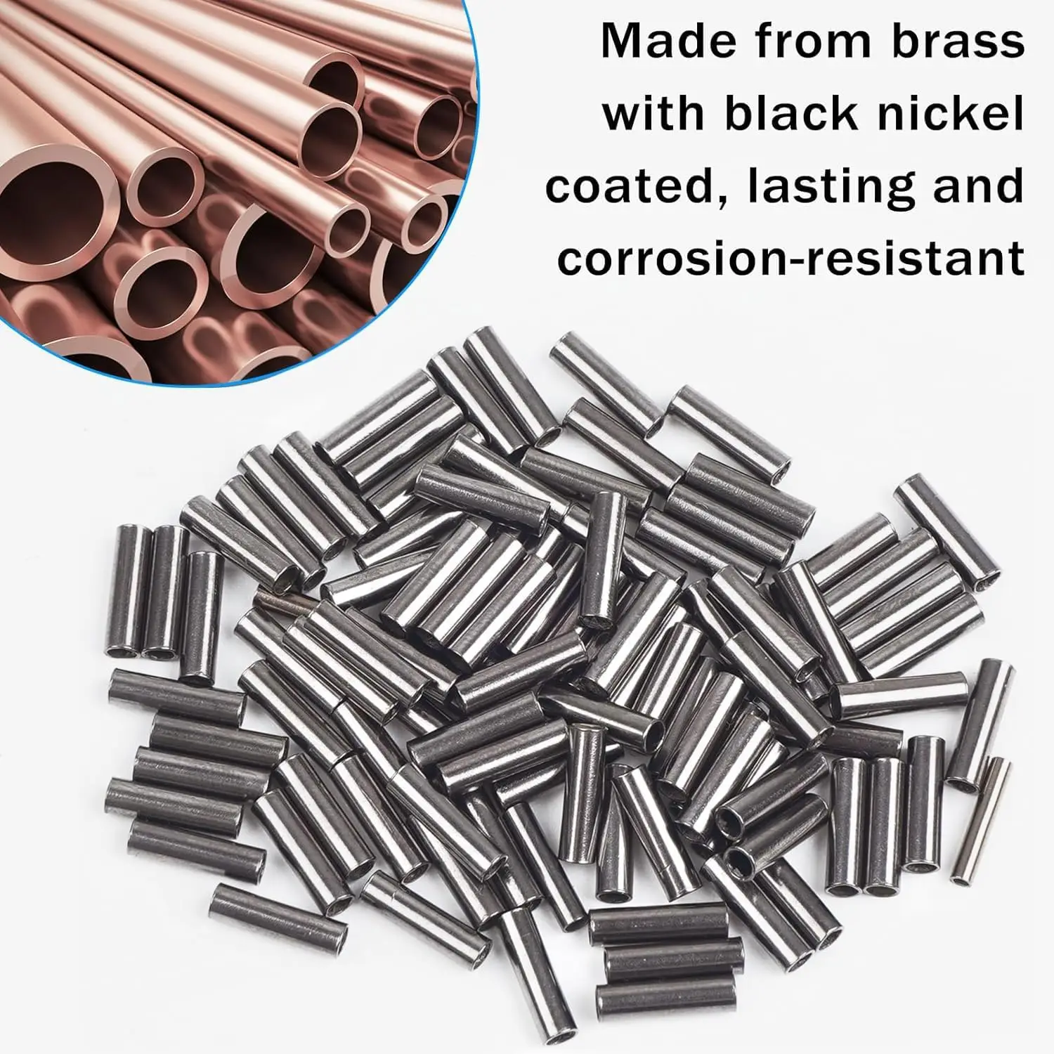 Fishing single barrel crimping sleeves 500Pcs fishing line wire leader copper tube connectors mixed copper tube tackle accessories
