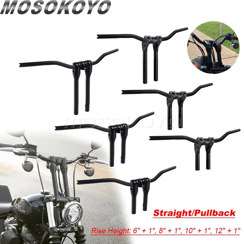 Morsetto Riser Manubrio Moto Dritto Per Harley Softail Dyna Touring Club Style T-Bar Manubrio Riser 25Mm 28Mm 32Mm Bar