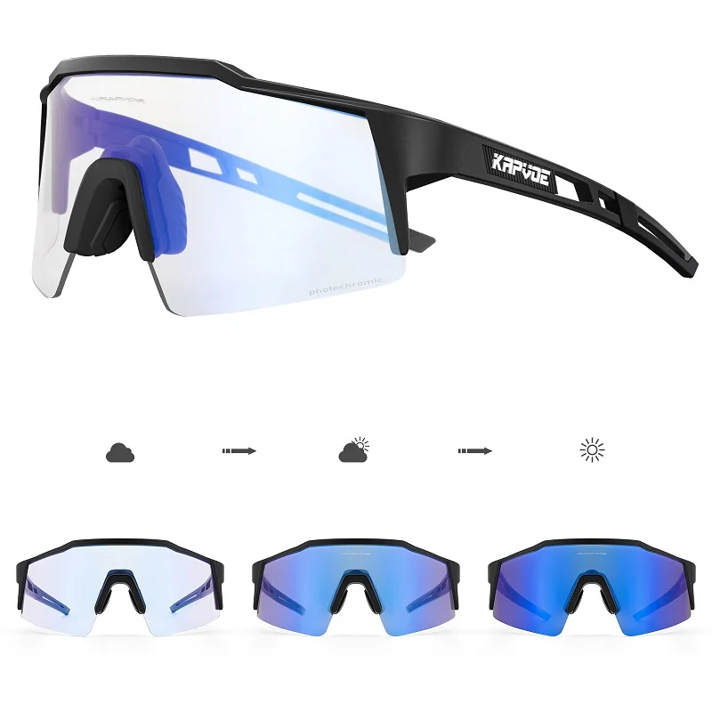 

Fashionable Kapvoe-Photochromic MTB Cycling Glasses for Men and Women, Outdoor Sports Goggles, Perfect for Bicycle Riding