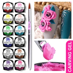 Juego de esmaltes de uñas en Gel para esculpir, herramienta de pluma 4D tallada en Gel, 12 colores, patrones de dibujo, decoración de diseño de flores DIY