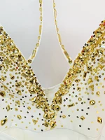 جمبسوت مستقيم مع حجر ستراس للنساء ، حزام سباغيتي ، مطرز بالخرز المذهل ، شارع مرتفع ، أحدث الأزياء المصممة ، الصيف ، 1