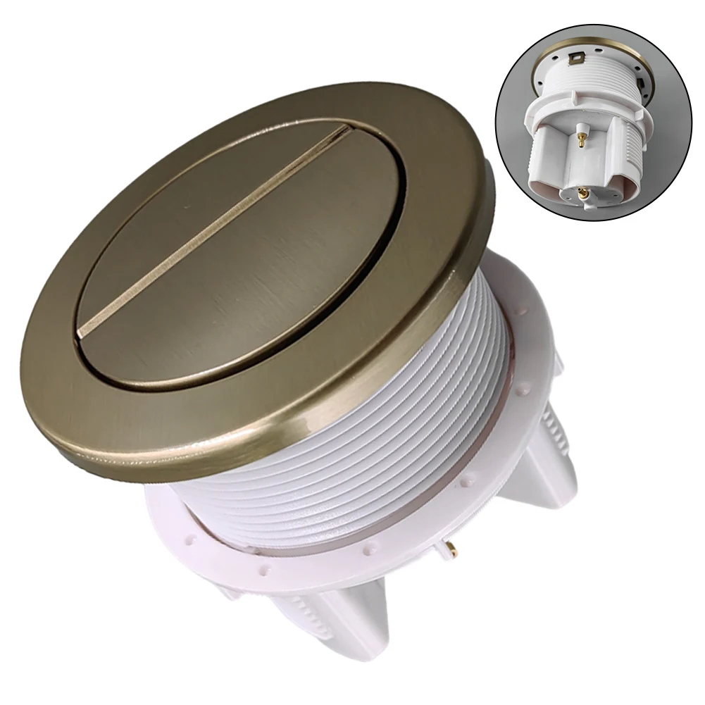 Description Picture 4 of itemBrushed Brass Gold Twin Hose Toilet Push Button Dual Flush Air Type Pneumatic Flush Toilet Seat Water Tank Valve Bathroom Parts