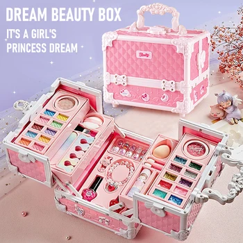 Kids Makeup Kit for Little Girls 49 Pcs Washable Makeup Kit Kids Real Girls Makeup Kit with Cosmetic Case ，Birthday Gifts 1