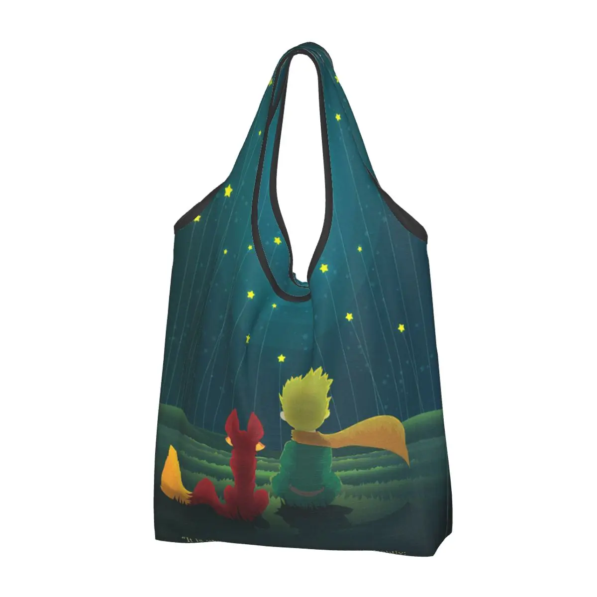 

Classic Fairy Tale Large Reusable Bags Shopping Washable Foldable The Little Prince Fox Grocery Bags Lightweight Gift Tote Bags