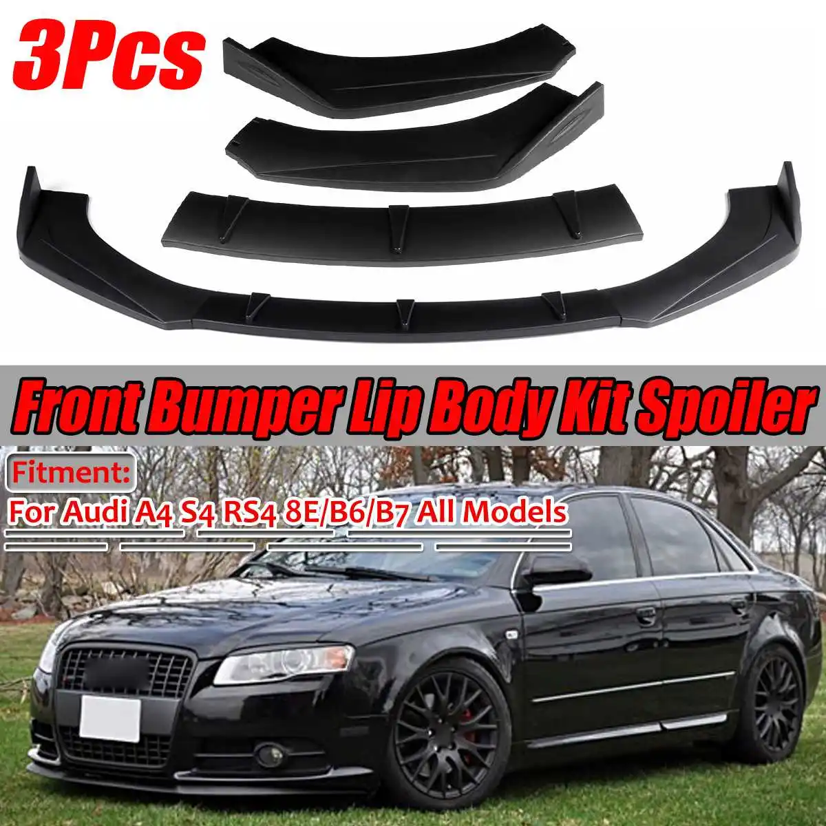 Universal Car Front Bumper Splitter Lip Diffuser Spoiler Protector Cover  For Audi A4 S4 RS4 8E B6 A3 A5 A6 A7 Q3 Q5 RS5 RS7 S3 - AliExpress