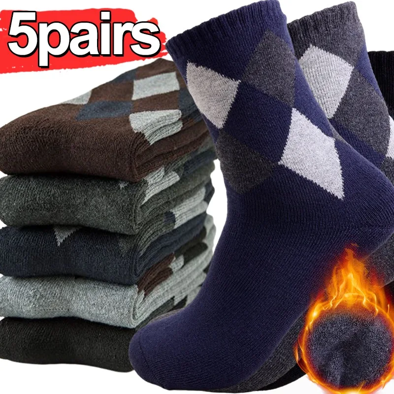 

5Pairs New Winter Super Thicker Warm Socks Wool Male Men Women Sock Solid Socks Merino Wool Sock Against Cold Snow Terry Socks