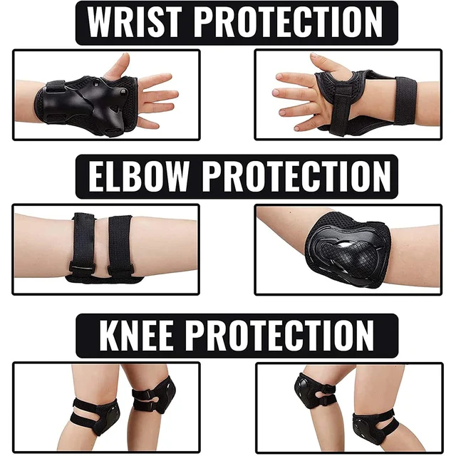 6Pcs/Set Teens & Adult Knee Pads Elbow Pads Wrist Guards Protective Gear Set for Roller Skating, Skateboarding, Cycling Sports 4