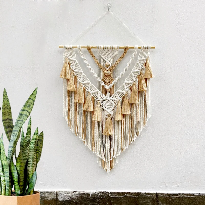 

Color Hand-woven Macrame Wall Hanging Ornament Bohemian Craft Decoration Gorgeous Tapestry For Home Livingroom Decor