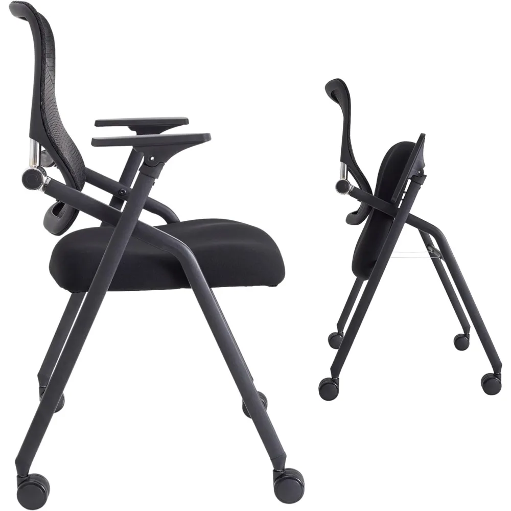 

BROBRIYO PRO, Stackable & Foldable Conference Room Chairs with 2X Thick Cushion, Lumbar Support, Armrest - Mesh Bouncing Back fo