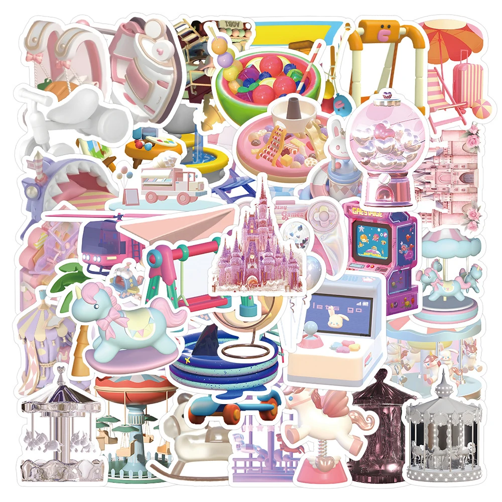 10/30/50pcs Kawaii Children's Amusement Park Cartoon Stickers Aesthetic Decorative Diary Planner Stationery Cute Kid DIY Sticker 2022 wall calendar children s stickers toys hanging wall large notepad planner countdown hand tear paper ins style calendar