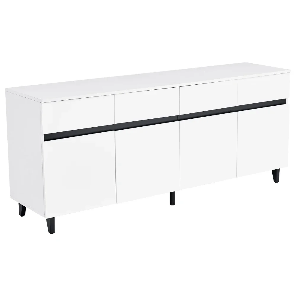 Modernes Hochglanz-Sideboard, Schubladen, Highboard, Schubladenschränke mit 4 Schubladen, 2 Türen und höhenverstellbaren Regalböden – Detail 19