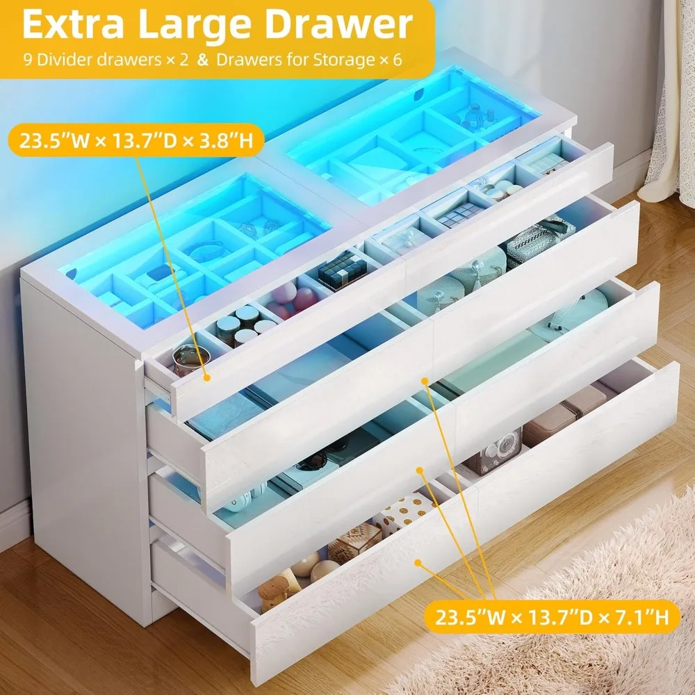 Modern 8-Drawer LED Dresser 3