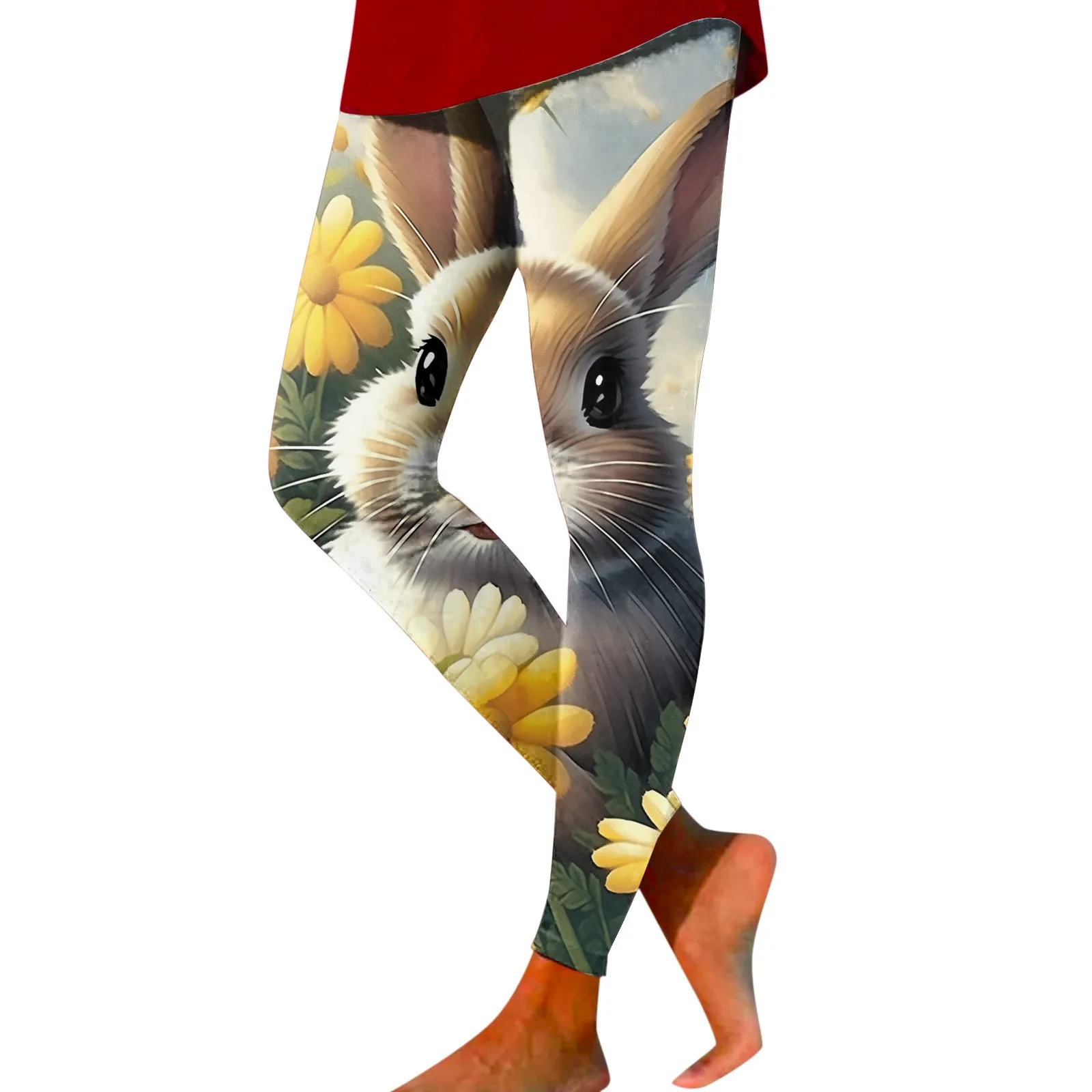 

Women's Easter Flower Print Casual Sports Yoga Pants Fashion Leggings