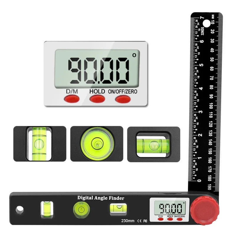 230mm 4in1 Digital Angle Ruler Spirit Level Ruler Horizontal/vertical