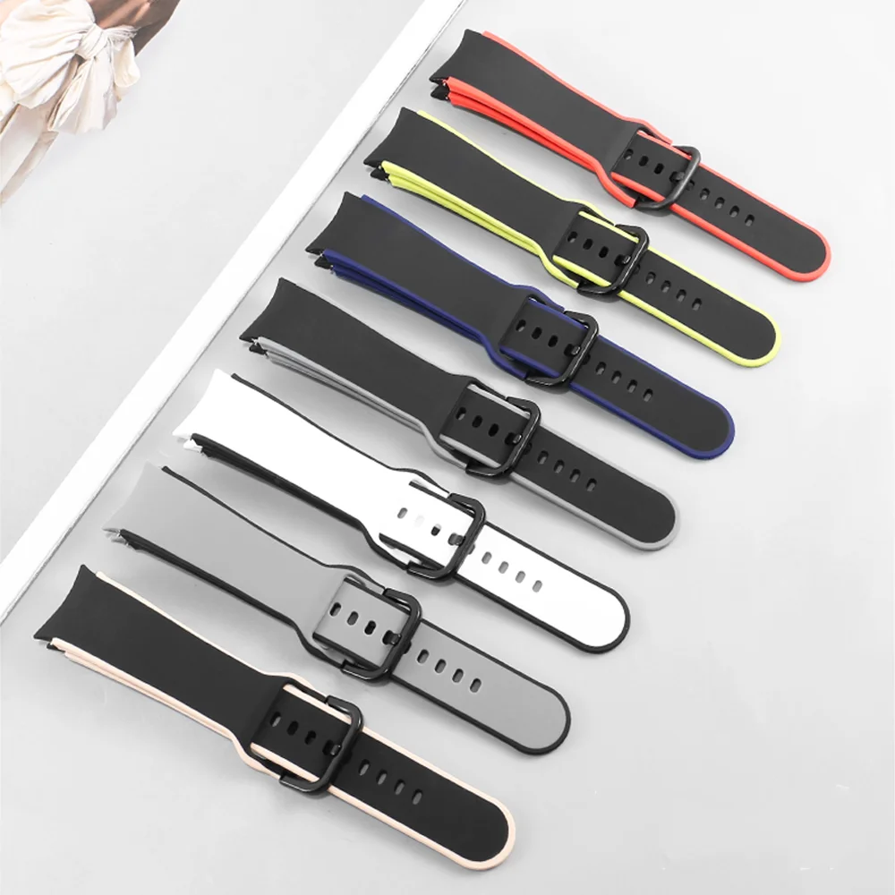 

Ремешок для Samsung Watch 6/5/4 44 мм 40 мм 5 Pro 45 мм, двухцветный спортивный браслет для Galaxy watch 6/4 Classic, 1:1