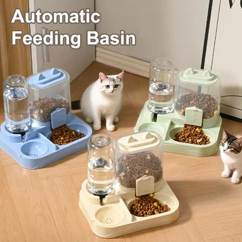 Gravity pet feeder and water dispenser for cats and dogs