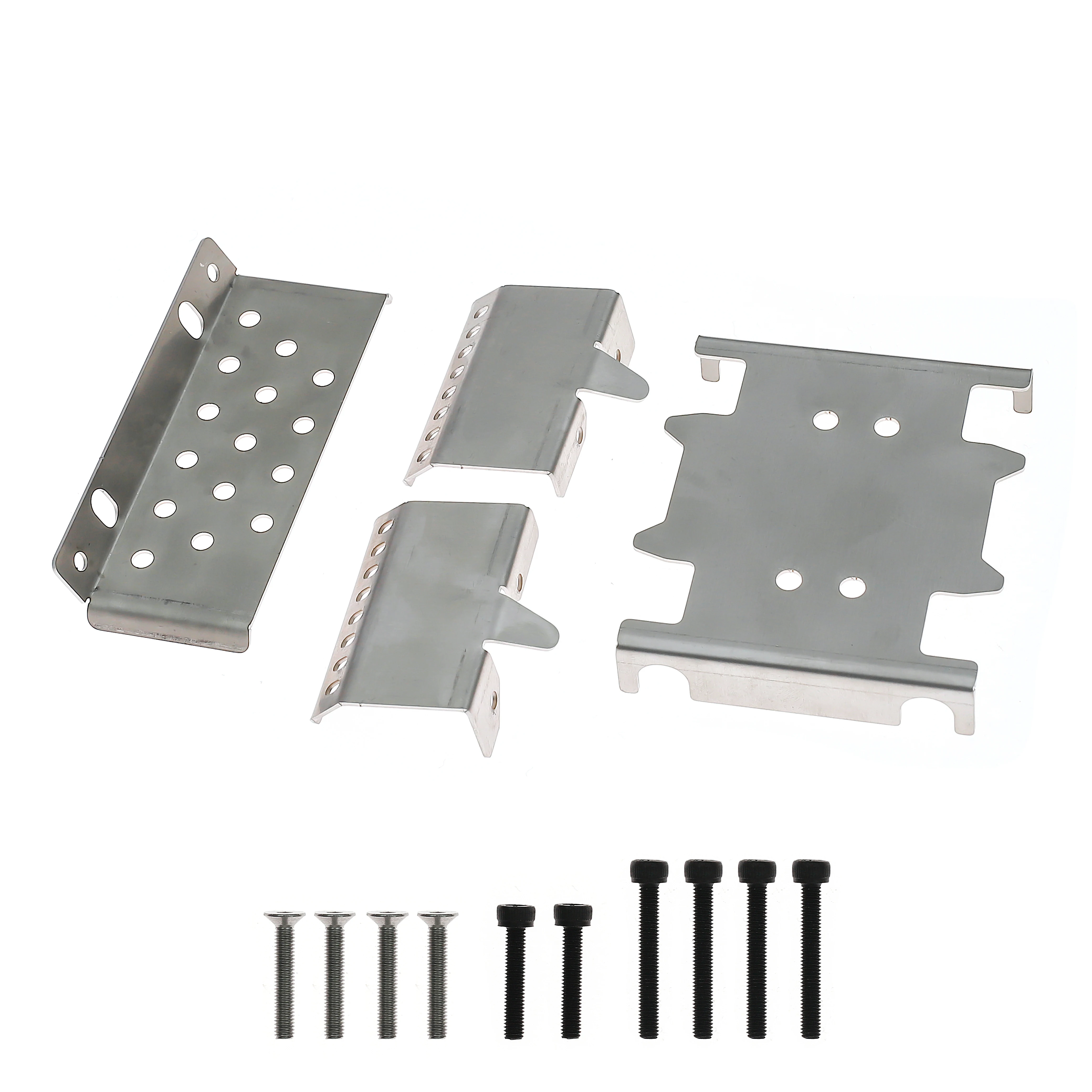 Vue détaillée de l'armure de châssis en acier inoxydable 304, avec découpes précises pour le RC Crawler 1/7 Wrangler CK5811.
