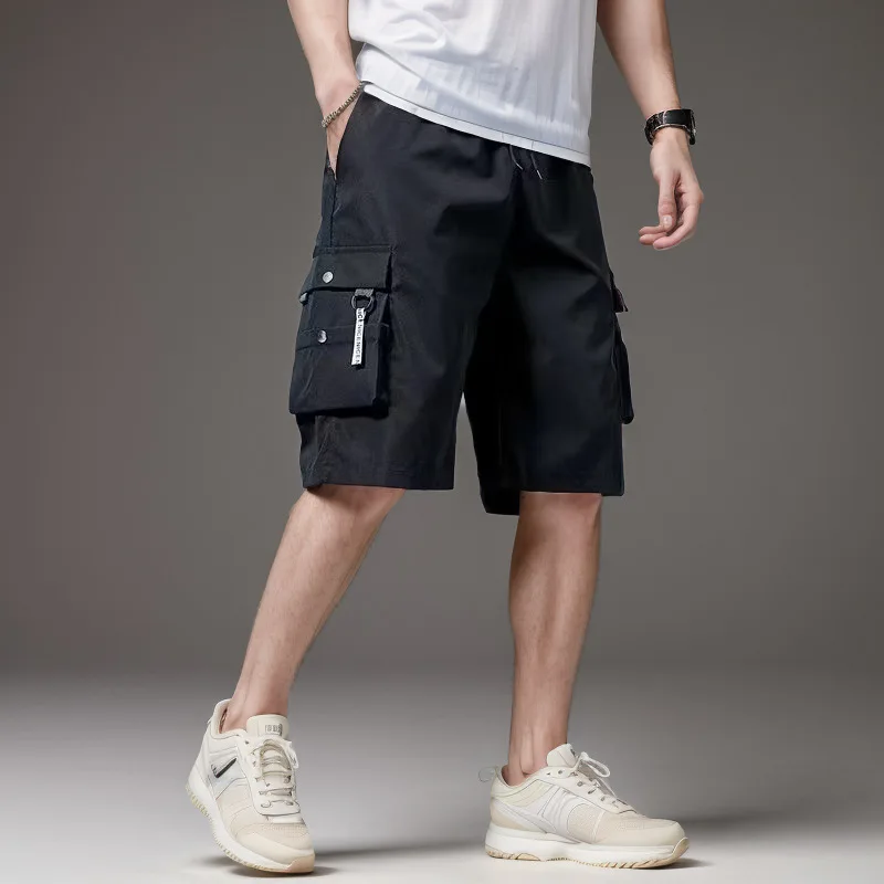 Work clothes shorts, men's multi pocket, medium shorts, summer thin and loose cropped pants 4