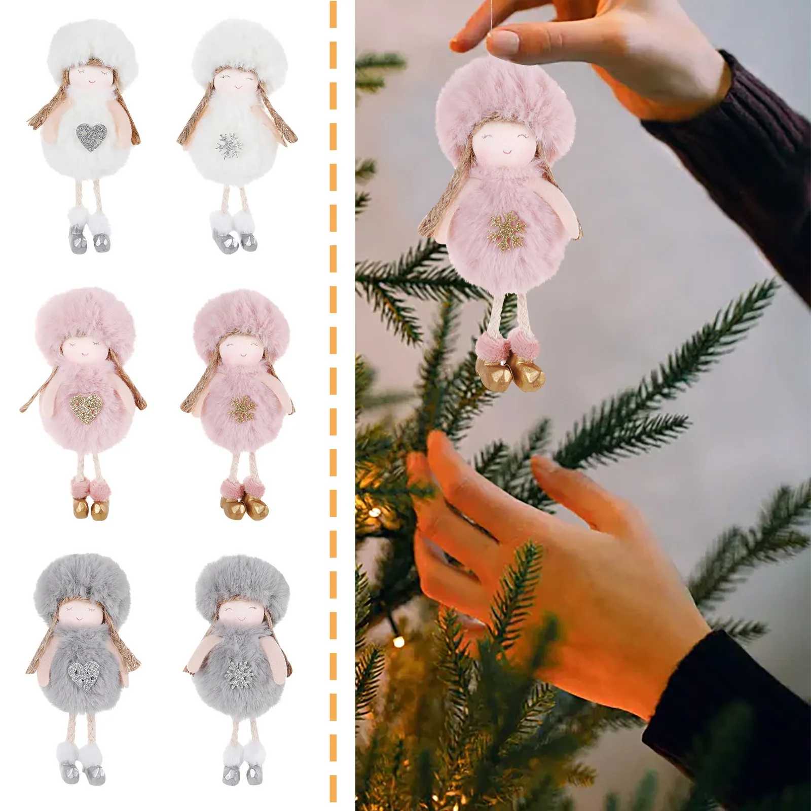 

New Christmas Cute Plush Angel Doll Pendant Lovely Girls Xmas Tree Hanging Decoration Merry Christmas Party Ornaments Navidad