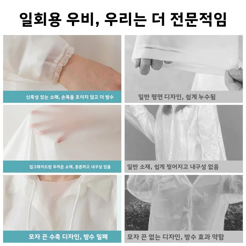 일회용 두꺼운 휴대용 우비 남성용 전신 투명 성인 레인 판초 압축 카드형 레인웨어 사계절용