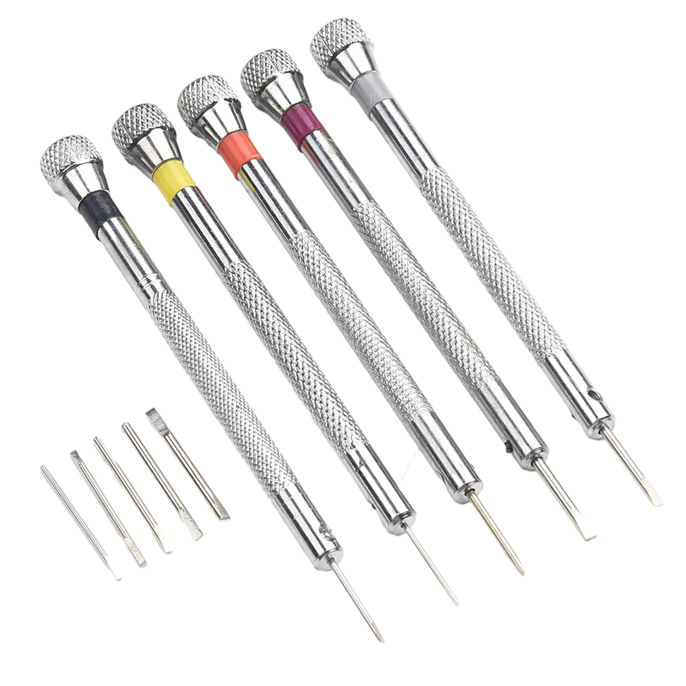 5pcs 0.8/1.0/1.2/1.4/1,6mm Präzisions schlitz schrauben dreher Brillen Uhr Schmuck Uhrmacher Reparatur werkzeuge Set Zubehör – Detail 1