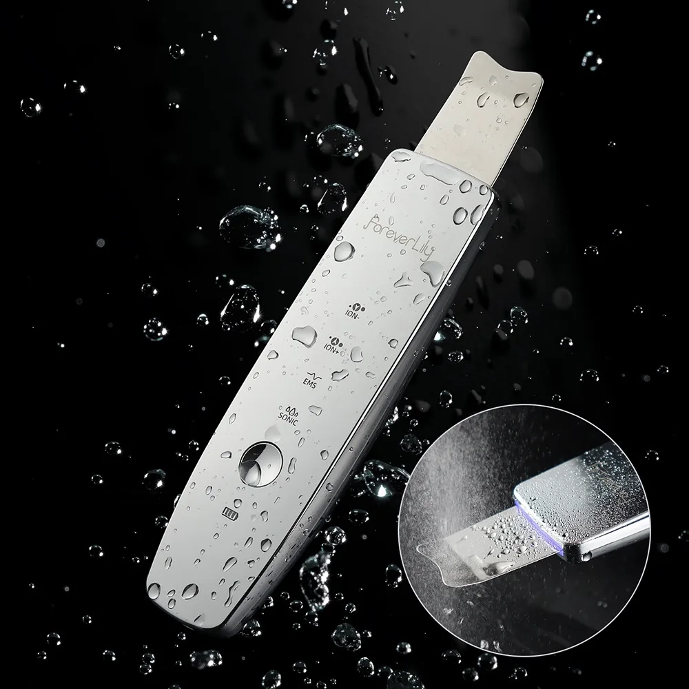 6 in 1 EMS Ultrasonic Skin Scrubber ION LED Photon Skin Lifting Massager Face Spatula Blackhead Remover Facial Deep Cleansing