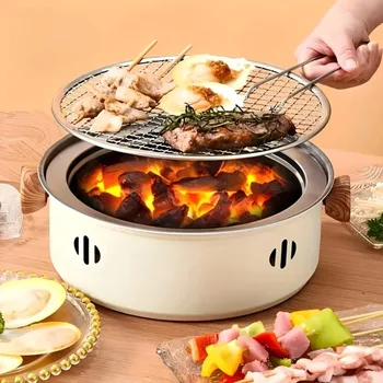 1 pz fornello per barbecue portatile versatile padella per barbecue da tavolo con rete per griglia perfetta per strumenti per barbecue da campeggio all'aperto e nel cortile 1