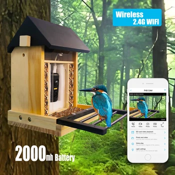 1080P Bird Feeder with HD Camera Built-in Battery Solar Low Power Night Vision Outdoor IP66 Waterproof 2.4GWIFI Connected Feeder 1