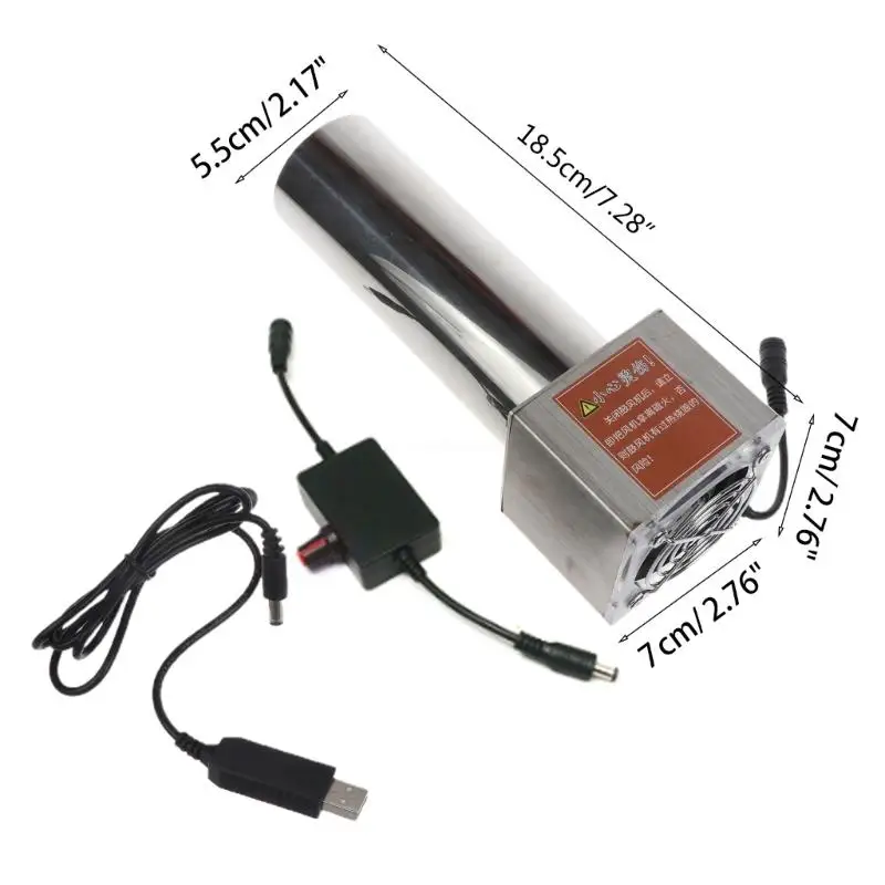 USB Powered BBQ Blower Charcoal Fan Electric Blower Starter for Charcoal Camping 5V 2A Adapter Cable Included