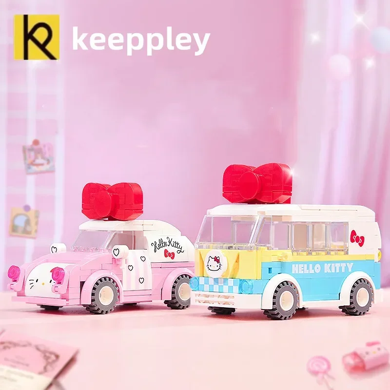 

Keeppley подлинный Sanrio строительные блоки Hello Kitty модель мини автомобиль украшения образовательная Сборка игрушки для девочек кавайный подарок на день рождения