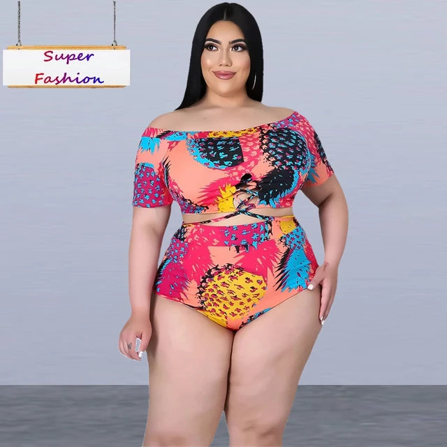 Plus Size Two Pieces Swimsuits Swimwear Women Print Summer Large Bathing  Suits Tankini Beachwear Sexy Backless Bikini Swimdress - AliExpress