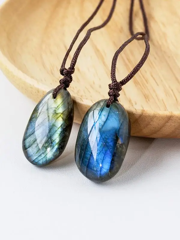 Natural Labradorite Necklace Handmade Crystal Moonlight Stone Pendant Men Women Energy Necklaces Stones Ornament 4