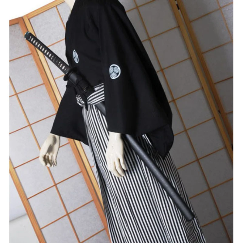 Japanese Traditional Samurai Clothing Iaido Training Clothing Black High-End Professional Drape Suit Kendo Props