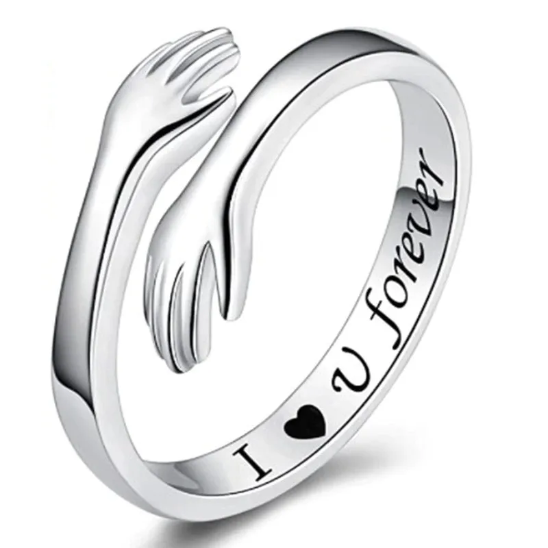 Wedding rings finger rings womens ring jewelry rings ring jewelry couple rings hands hug adjustable engraved letter rings for women wedding engagement couple ring anniversary mother day gift designer jewelry