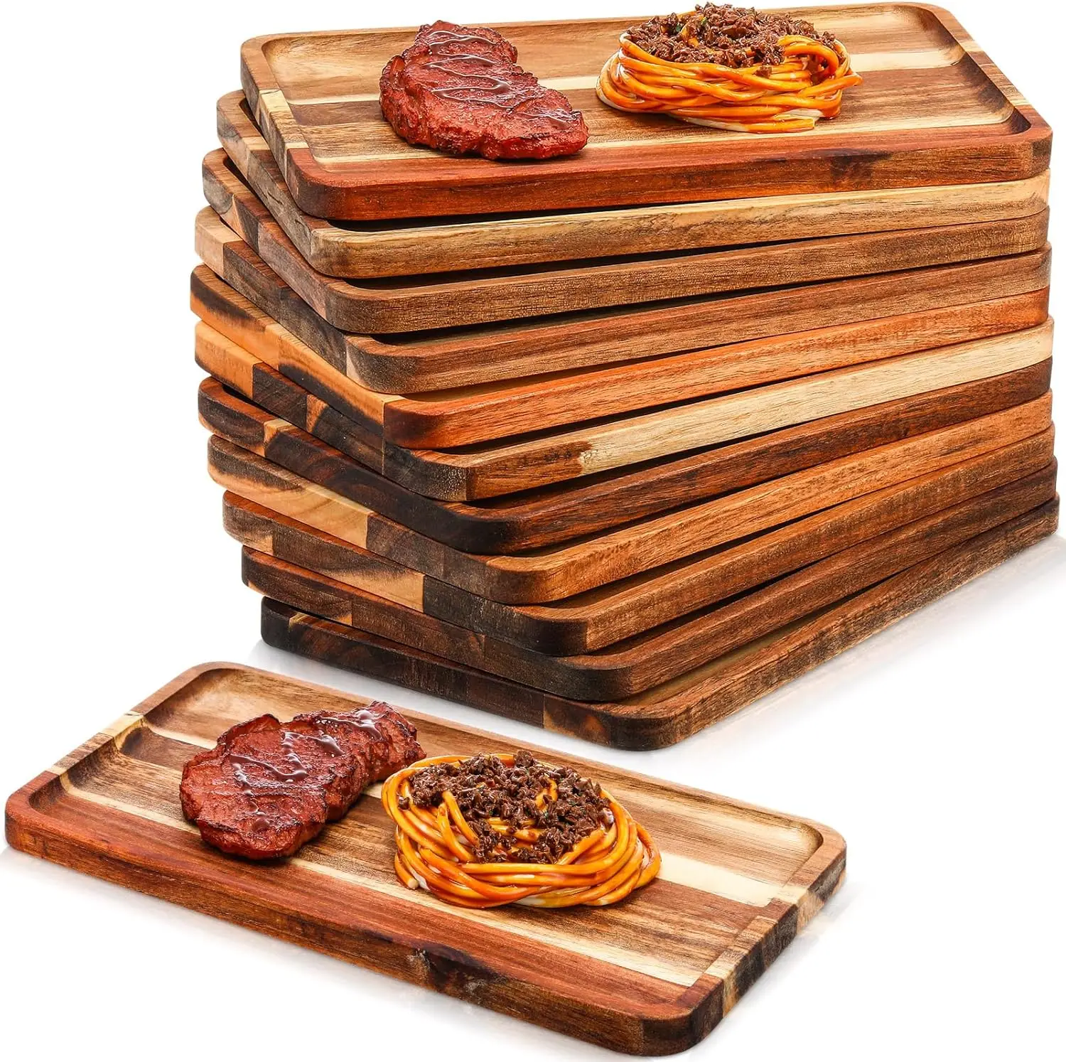 

Pcs Acacia Wood Serving Tray Rectangular Wooden Serving Dinner Plates Appetizer Wood Boards Cheese Charcuterie Board for Food