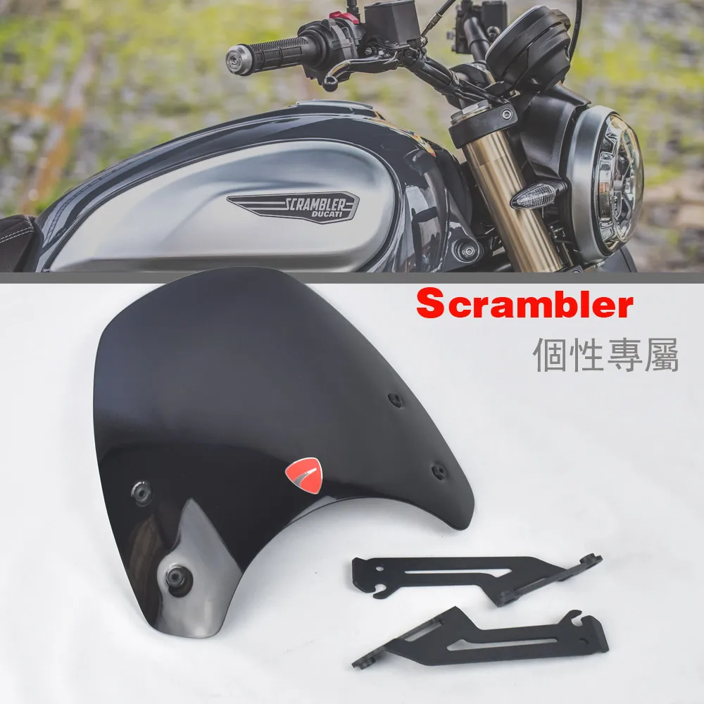 

Motorcycle Windshield Windscreen Fly Screen Wind Deflector For DUCATI Scrambler 400 800 Models 2015-2020