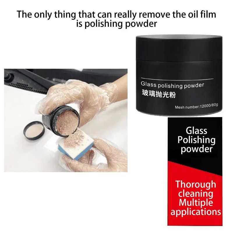 80g Car Glass Polishing Powder Auto Glass Degreasing Film Repair Powder Car Window Scratches Removal Oil Film Powder For Glass