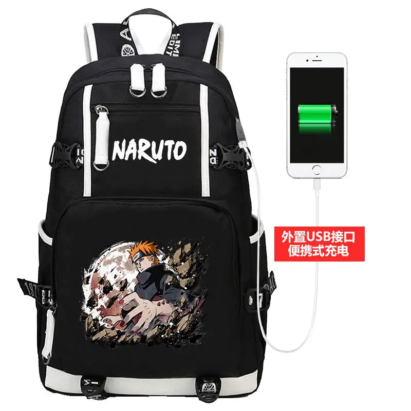 

Naruto School Bag Uchiha Itachi Sasuke Naruto Kakashi Anime Peripheral Charging Backpack Primary and Secondary School School Bag