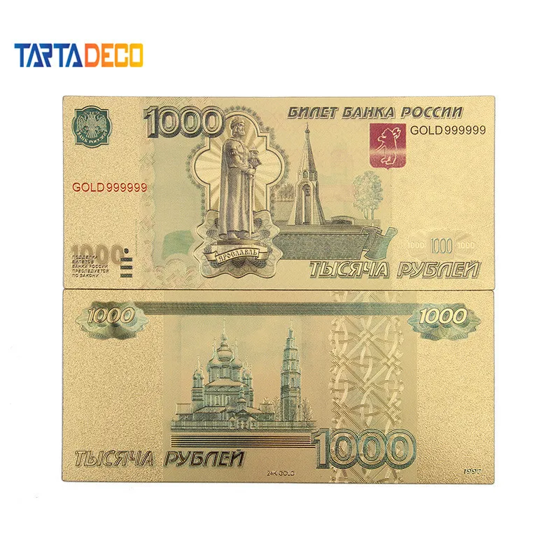 Faux billets commémoratifs de rouble russe plaqué or 24 carats, argent  russe, feuille d'or, cadeaux de haute qualité, décoration de collection -  AliExpress