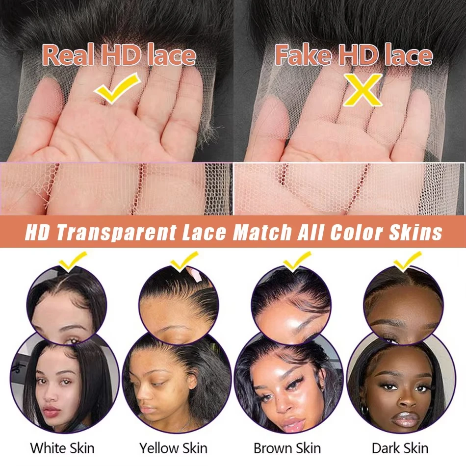 40 50 Inch Bone Straight Human Hair Wig 13x6 HD Lace Frontal Human Hair Wigs 250 Density Pre Plucked 360 full Lace Front Wig 6