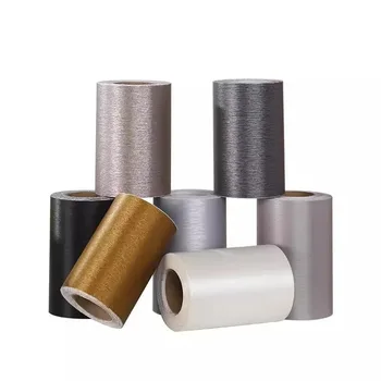 1PC 10cmx5m Spazzolato Imitazione Adesivi In Metallo Autoadesivi Battiscopa Bordi Della Parete Telaio Della Porta Cornice Della Finestra Decorazione Stainles