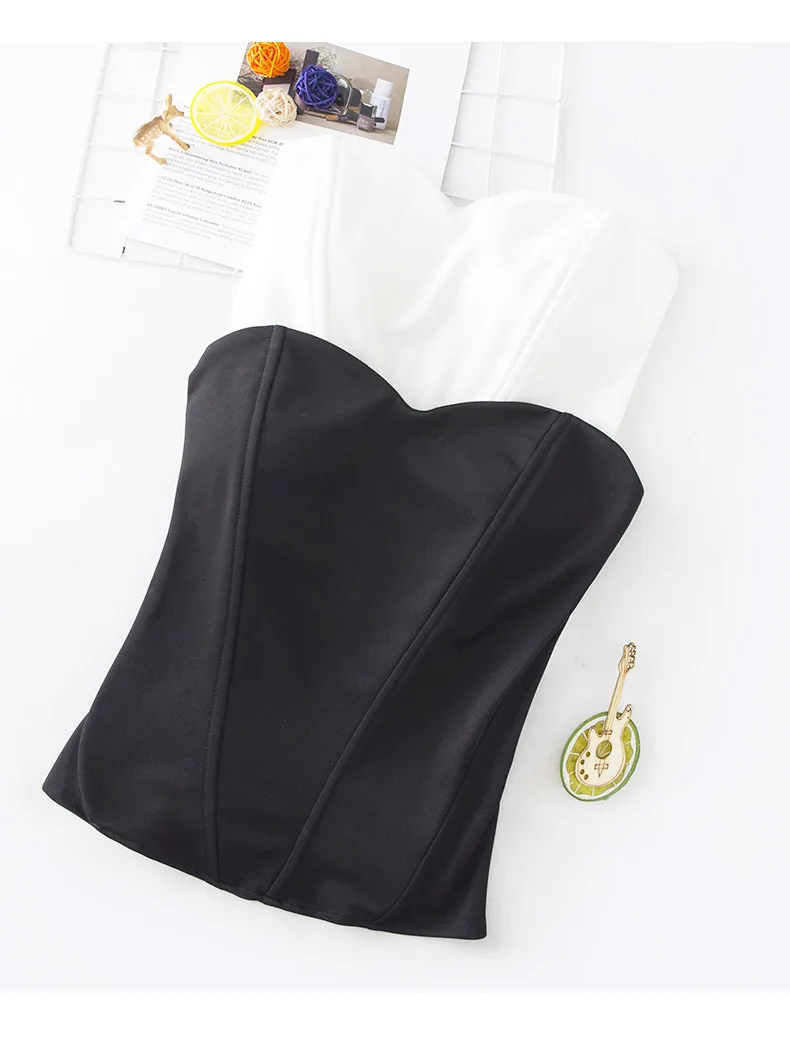 Description Picture 5 of itemWomen's Slimm Tube Tops With Bra Strapless Over Bust Butiers With Bones Camisole With Zipper Outwear For Clubwear