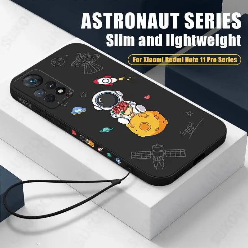 Astronaut Couple Lanyard Strap Silicone Phone Case